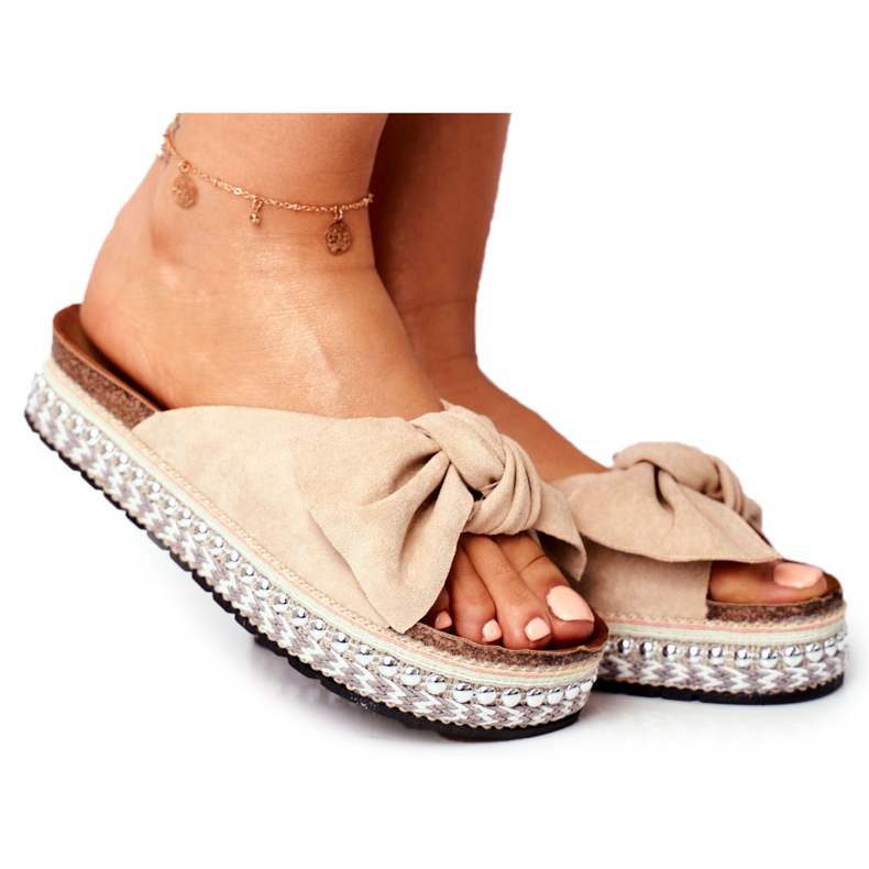 Pantofole Alte Donna Beige Mortigo