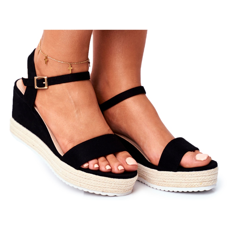 EVE Sandali Donna Con Zeppa Nero Merdoe