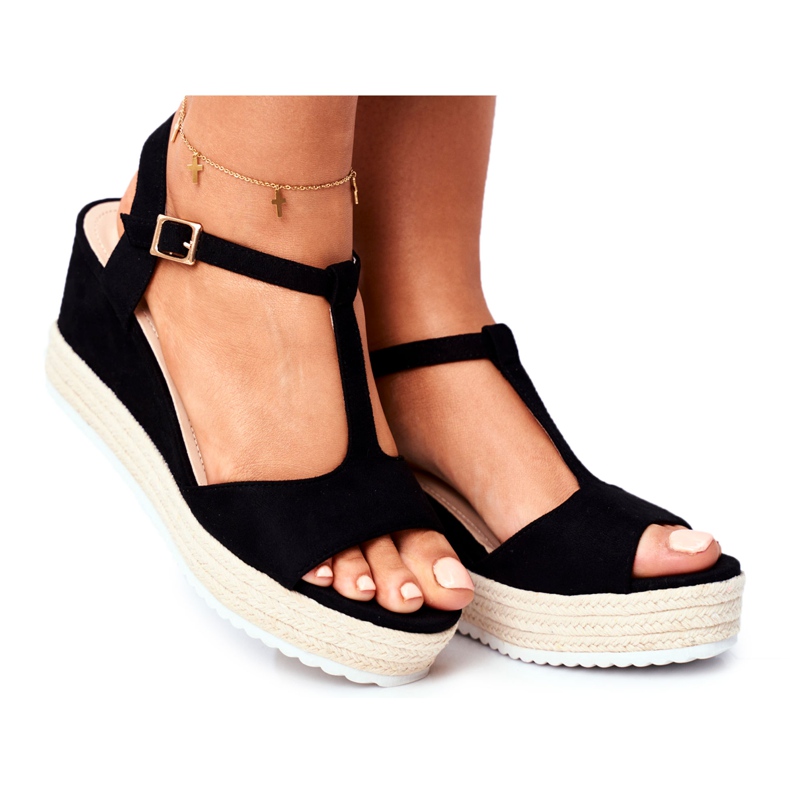 SEA Sandali Donna Con Zeppa Nero Papillon