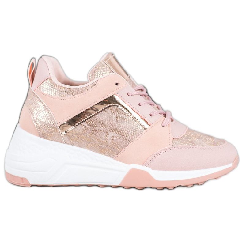 SHELOVET Scarpe da ginnastica con zeppa rosa giallo