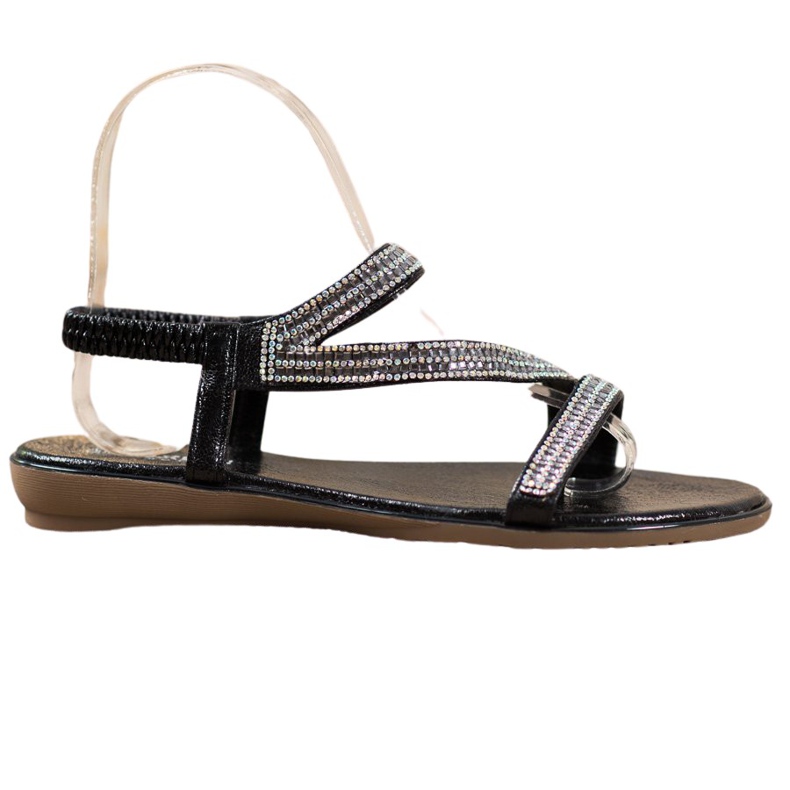 SHELOVET Sandali Neri Con Cubic Zirconia nero