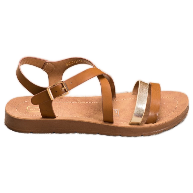 Filippo Sandali casual con striscia dorata marrone d'oro