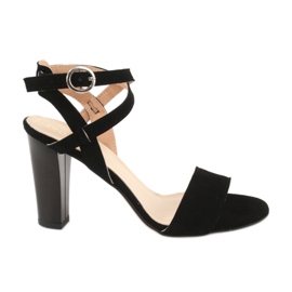 Espinto Sandali da donna in pelle nera sul post S333/1 nero