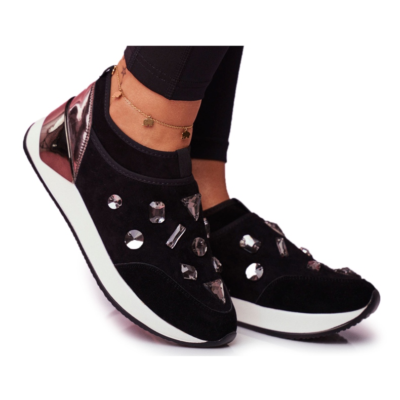 SEA Scarpe Sportive Da Donna Con Cristalli Nere Todo nero