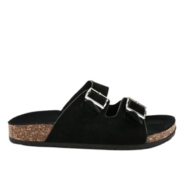 Pantofole nere con fibbia BL3100-SF nero