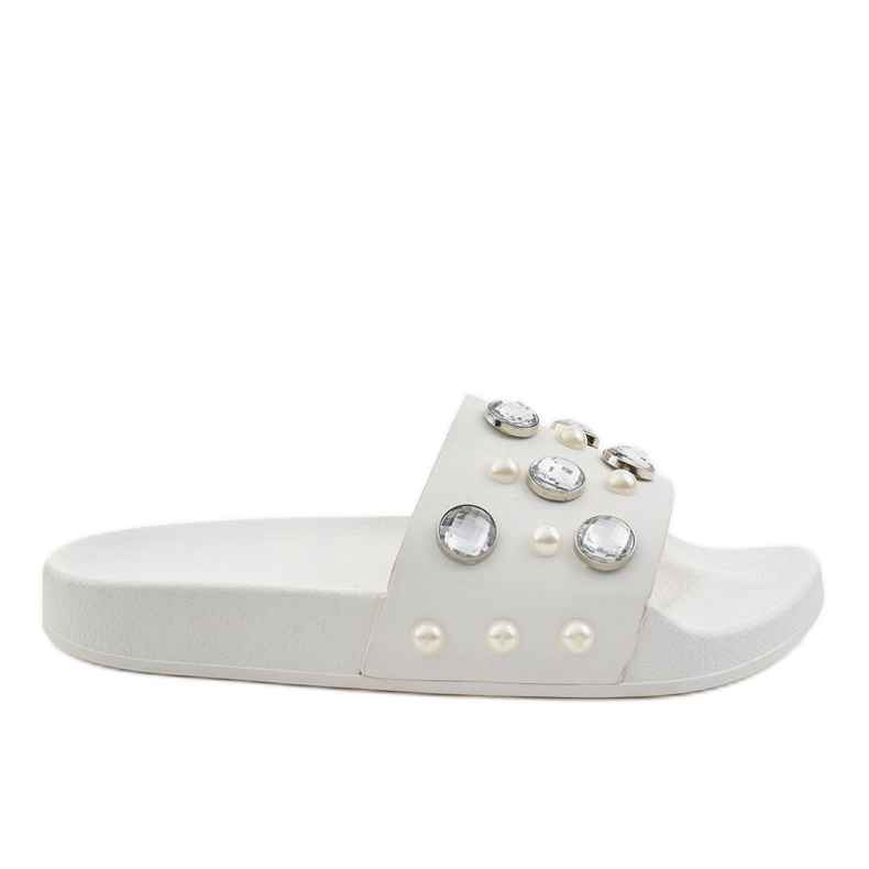 Pantofole bianche con perle H-6567 bianca