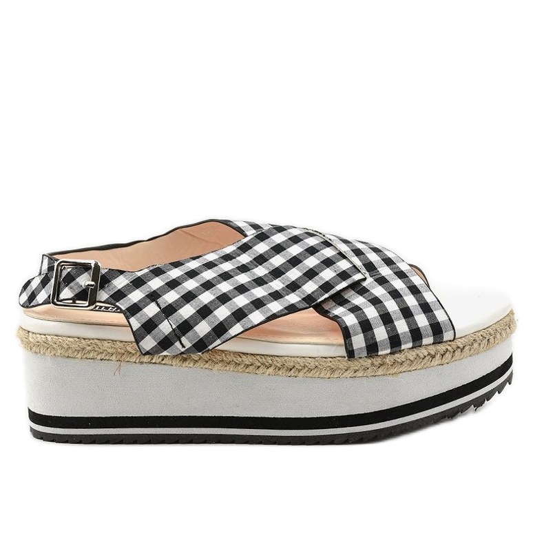 Sandali neri sulla piattaforma 1508-1 bianca