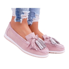EVE Mocassini Donna, Pelle Scamosciata Con Frange, Batista Rosa