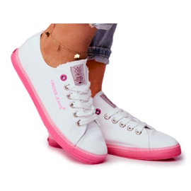 Sneakers Donna Cross Jeans Bianco Rosa FF2R4075C