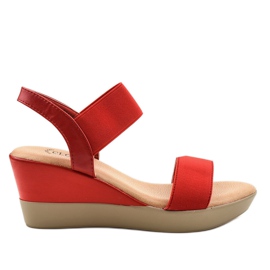 Sandali rossi con zeppa 9R170 rosso