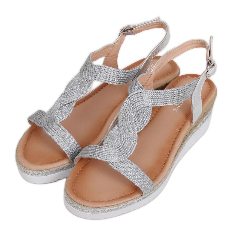 Sandali con zeppa argento L6629 Argento grigio