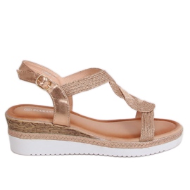 Sandali con zeppa champagne L6629 Champagne rosa