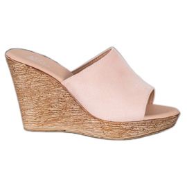 Small Swan Pantofole in pelle scamosciata chiara rosa