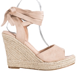 Yes Mile Sandali con zeppa annodati beige
