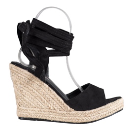 Yes Mile Sandali con zeppa annodati nero