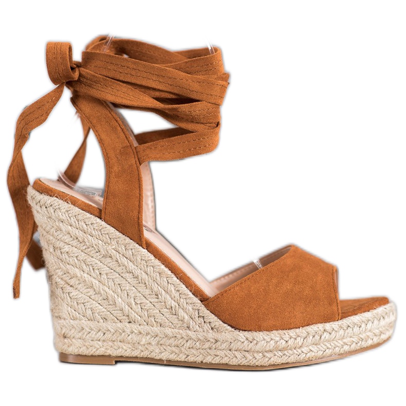 Yes Mile Sandali con zeppa annodati marrone