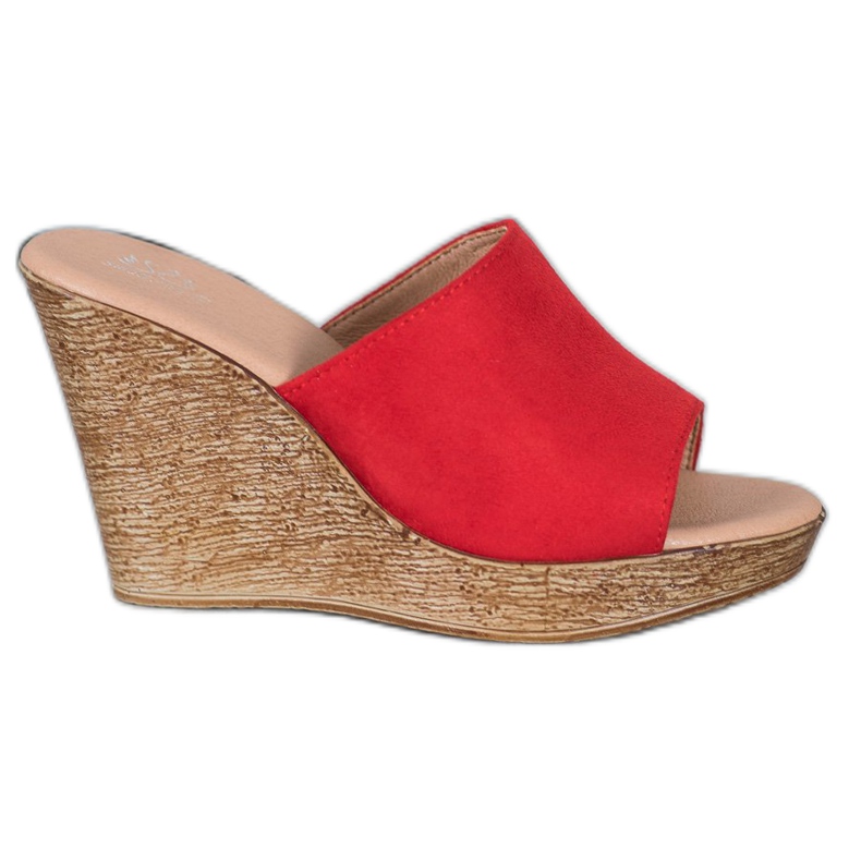 Small Swan Pantofole in pelle scamosciata chiara rosso
