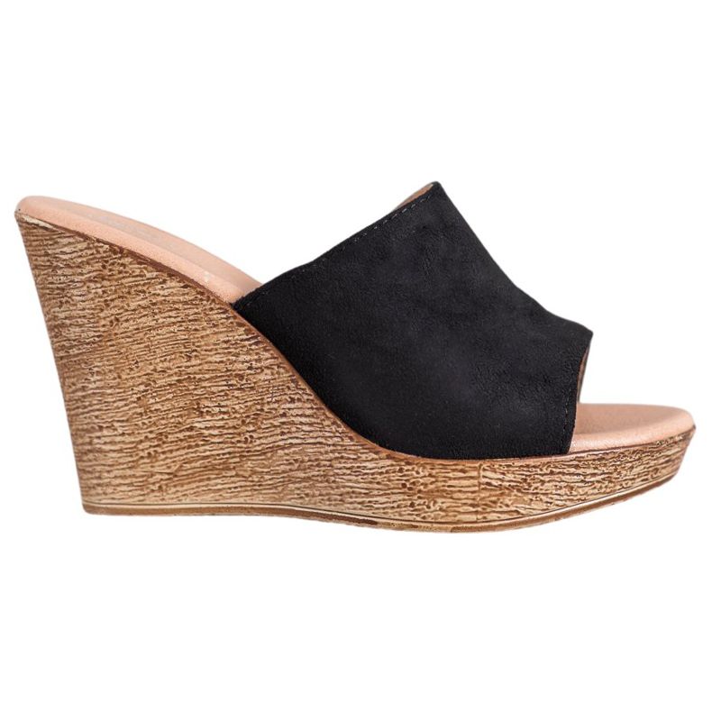 Small Swan Pantofole in pelle scamosciata chiara nero
