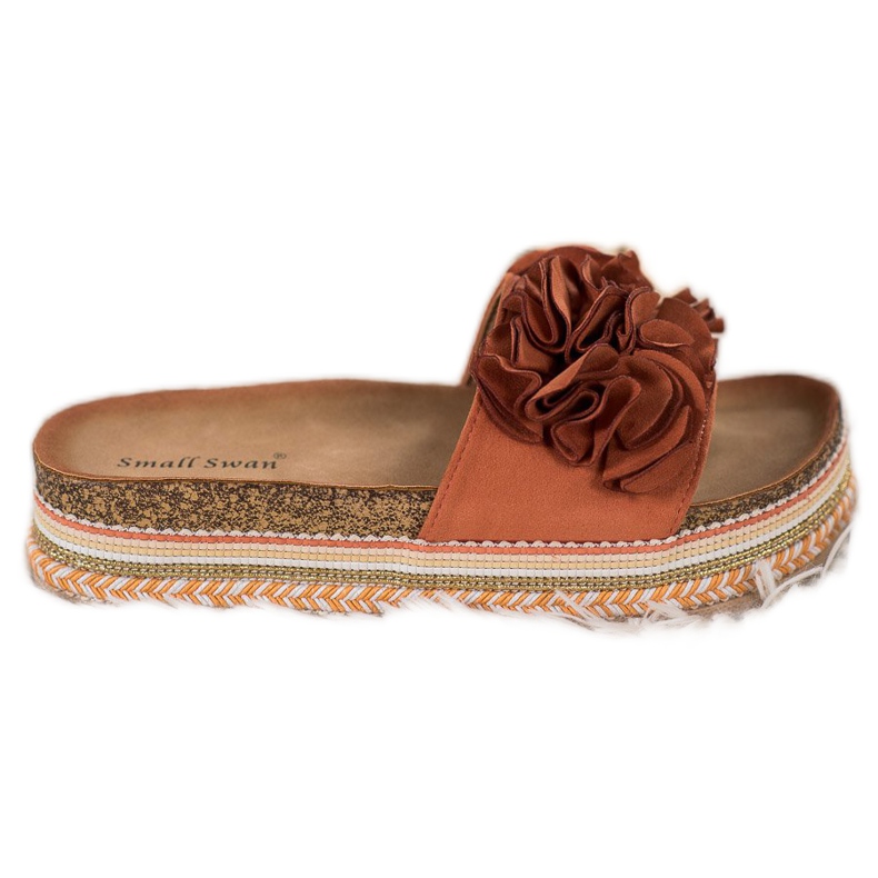 Small Swan Pantofole In Pelle Scamosciata Con Ornamenti multicolore arancia