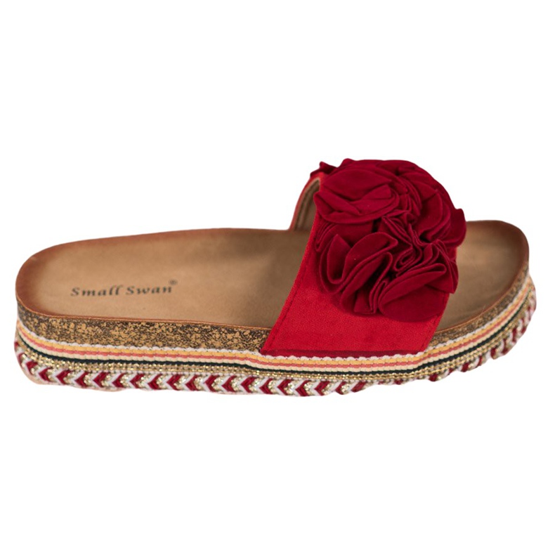 Small Swan Pantofole In Pelle Scamosciata Con Ornamenti rosso
