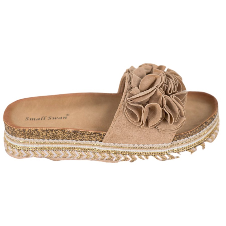 Small Swan Pantofole In Pelle Scamosciata Con Ornamenti marrone