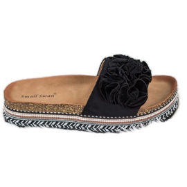 Small Swan Pantofole In Pelle Scamosciata Con Ornamenti nero
