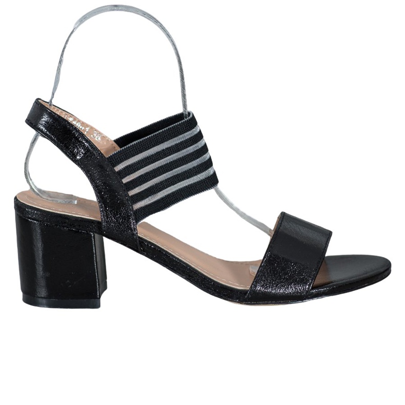 Small Swan Sandali Slip On lucidi nero