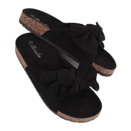 Nero 10-218 Pantofole nere con suola in sughero