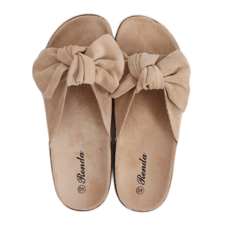 Beige 10-218 Pantofole beige con suola in sughero