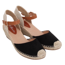 Espadrillas nere su zeppa S-820 Black nero