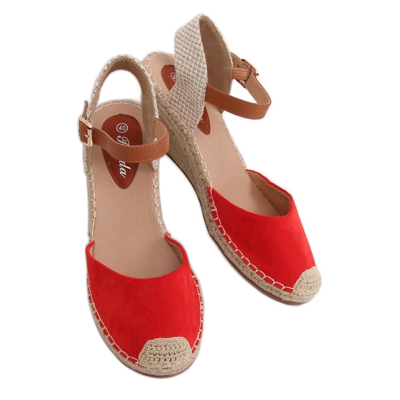 Espadrillas rosse su zeppe, rosse S-820 Red rosso