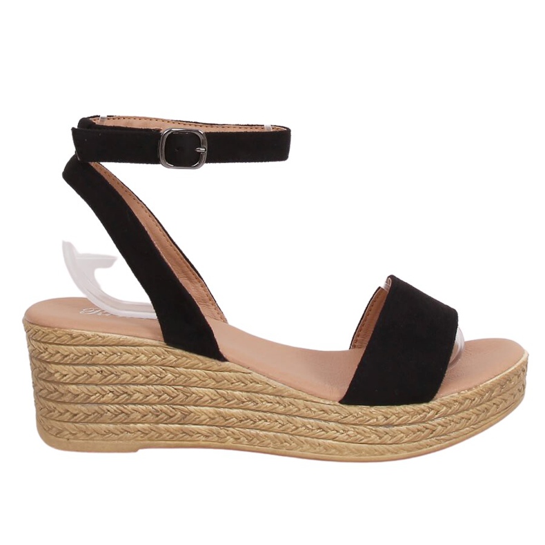 Sandali neri con zeppa 019-18 Nero