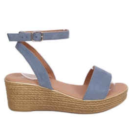 Sandali con zeppa blu 019-18 Blu