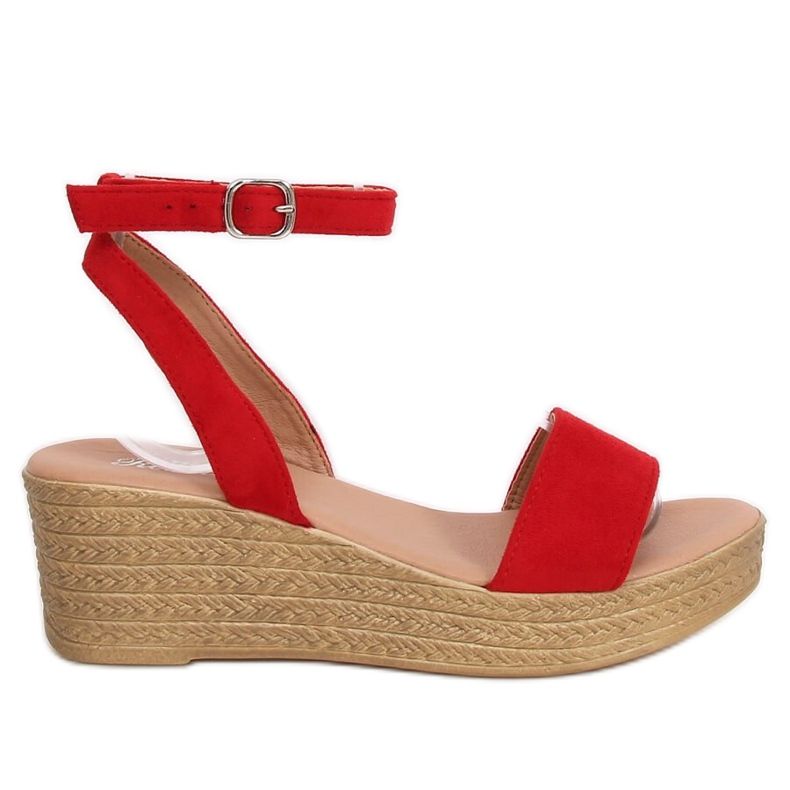 Sandali rossi con zeppa 019-18 Rosso