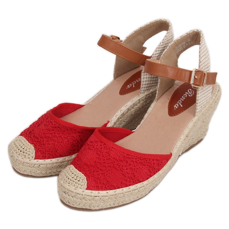 Espadrillas rosse su zeppe, rosse S-819 Red rosso