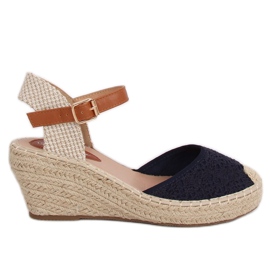 Espadrillas su zeppe, blu navy S-819 Blue
