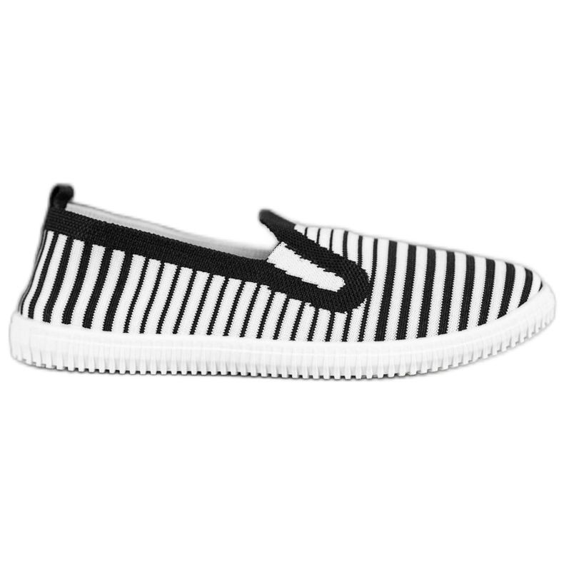 SHELOVET Sneakers slip-on a righe bianca nero