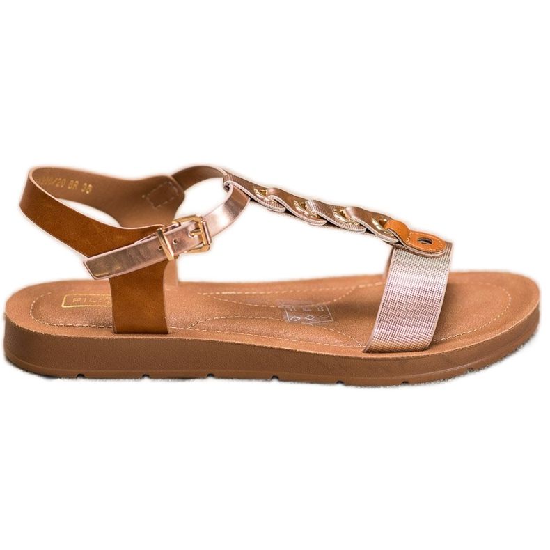 Filippo Sandali alla moda realizzati in ecopelle beige d'oro