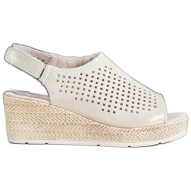 Filippo Sandali In Pelle Con Velcro grigio giallo