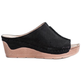 Filippo Pantofole in pelle nera nero