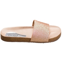 Filippo Pantofole Dorate Con Glitter d'oro