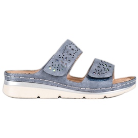 Evento Comode pantofole in velcro blu