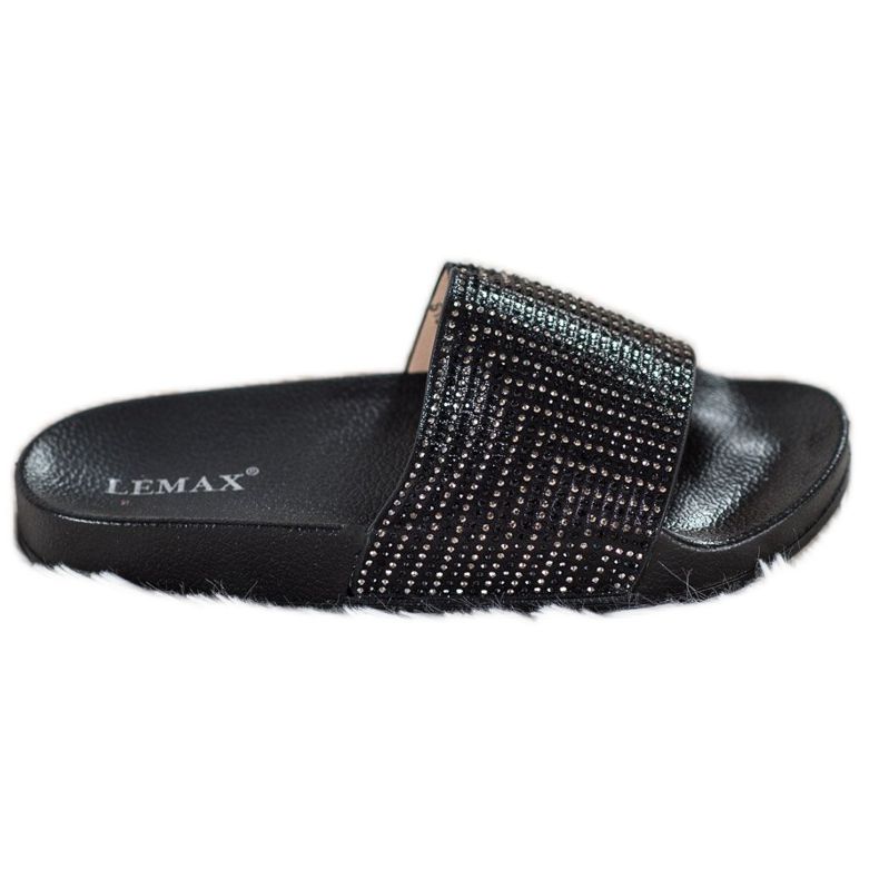 Lemax Pantofole Nere Con Cubic Zirconia nero