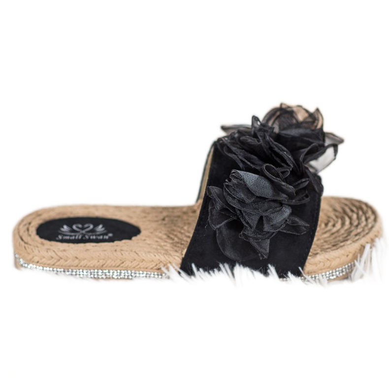 Small Swan Pantofole Con Ornamento nero