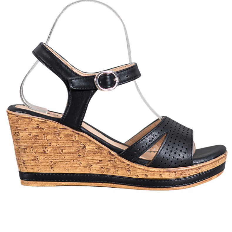 GOLL Sandali Con Zeppa Con Ecopelle nero
