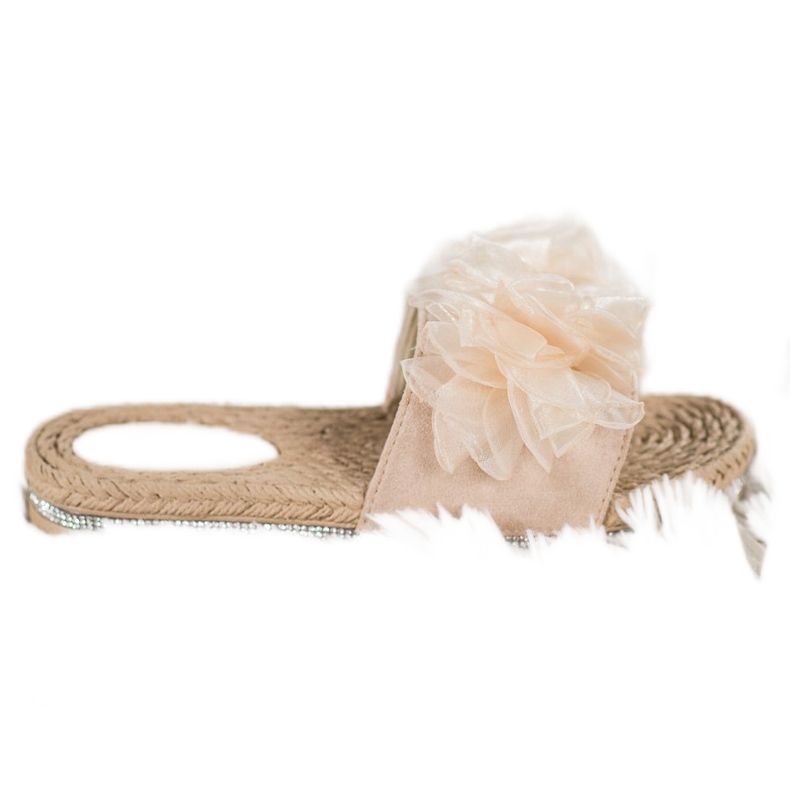 Small Swan Pantofole Con Ornamento beige