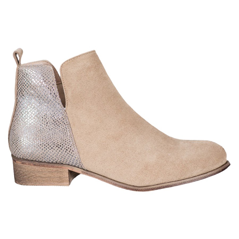 Evento Stivaletti in pelle scamosciata beige d'oro