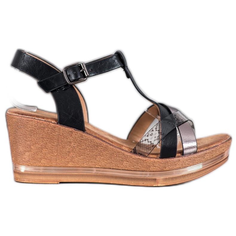 Evento Sandali eleganti con zeppa nero