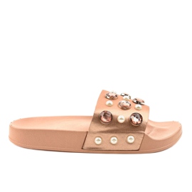 Pantofole rosa con perle H-6567