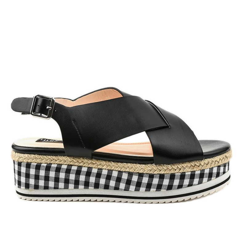 Sandali neri sulla piattaforma 1507-1 nero